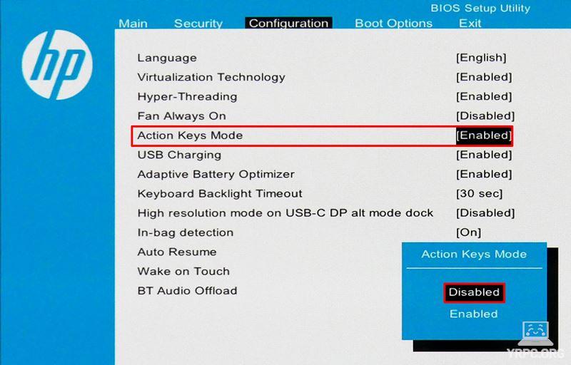 HP Envy x360 14-fcのBIOSでのファンクションキー設定